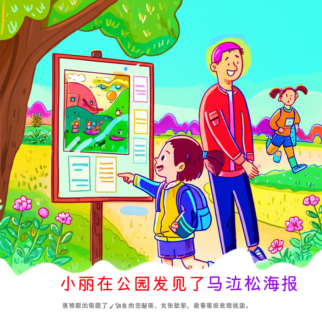小丽在公园发现了马拉松海报