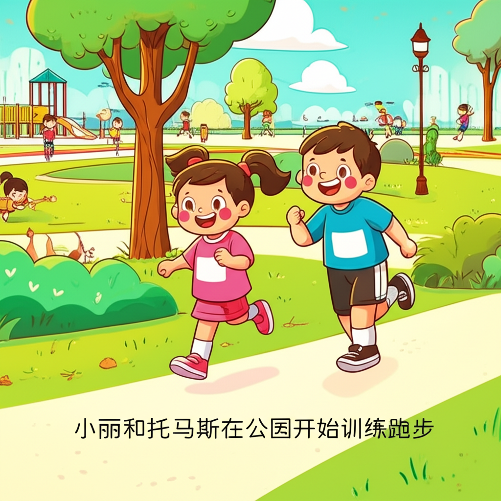 小丽和托马斯在公园开始训练跑步