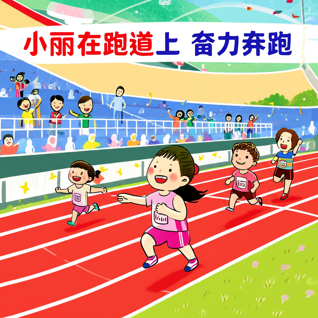 小丽在跑道上奋力奔跑